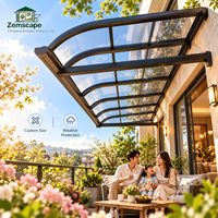 Auvent en aluminium courbé pour entrée commerciale, hôtel, patio, terrasse au bord de la piscine avec protection contre le soleil et la pluie, design personnalisé