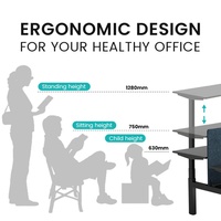 Bureau assis-debout électrique réglable pour petits espaces de travail, bureau en forme de L