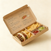 Boîte à emporter en papier kraft écologique personnalisée, résistante à la graisse, emballage alimentaire compostable, boîtes à sauce en papier avec compartiments