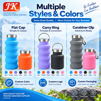 Bouteille d'eau pliable en silicone Jinke 500 ml, portable, pour le sport, les voyages et les activités de plein air, réutilisable, anti-fuite, sans BPA, qualité alimentaire