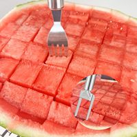 2-in-1 roestvrijstalen watermeloensnijder vork multifunctionele keukenaccessoires fruit- en groentegereedschap