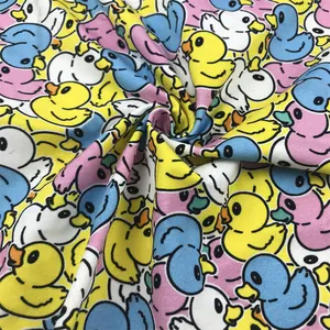 Stock Cartoon Duck A Type 100% cotton knitted single-sided printed knitwear pajamas T-shirt home decoration baby fabric