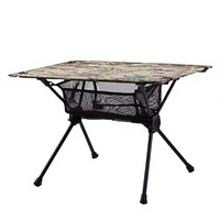 Table de camping moderne et compacte pour la randonnée, le barbecue et la plage - Pliable en aluminium avec plateau en bois pour le backpacking