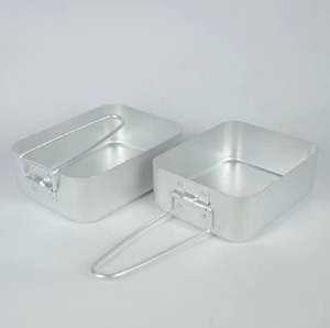 Portable Outdoor Camping HBBR02 Aluminum Mess Tin 2 Pcs Kit Large Small in One <b>Set</b> <b>Lunch</b> Box - Product Image 2
