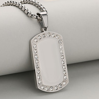 Collier pendentif à graver pour personnalisation, en acier inoxydable miroir, disponible en Or, Argent, Or rose, en stock