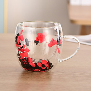 Nuova Tazza <span class=keywords><strong>da</strong></span> Tè alla Moda in Vetro a Doppia Parete in Borosilicato Alto con Fiori Secchi Naturali - Product Image 5