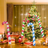 Vente en gros de cannes à sucre gonflables de Noël en PVC de 90 cm, jouet de décoration de Noël gonflable