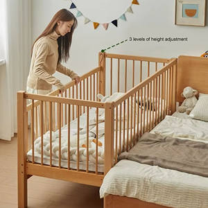 Durable and Stylish Kids' <b>Cribs</b> Solid Wood and Density <b>Board</b> Baby <b>Crib</b> with Sturdy Drawers Elegant Furniture for Children - Product Image 4