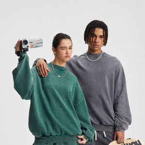 Sweat-shirt Homme Personnalisé en Coton Lourd 430G, Col Rond ou Col Roulé, Teinture Tie-Dye Lavée, Automne Hiver, avec Poche Discrète – Vente en Gros - Product Image 5