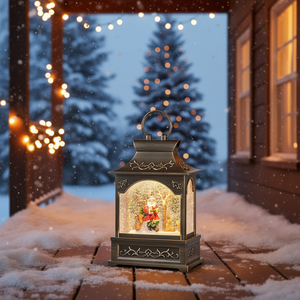 Farol Musical Navideño de Bronce, Decoración de Globo de Nieve Iluminado con Pilas, Adorno Navideño de Metal de Estilo Tradicional - Product Image 2