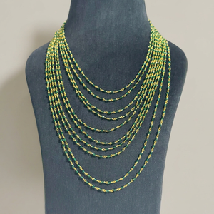 Green Hydro Gemstone 10 Layered Necklace Gold Plated Multi Strand Statement Necklace for Women - Product Image 1