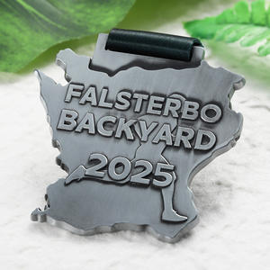 Medallas Deportivas de Metal con Logotipo Personalizado, Plateadas en Plata Antigua, Fundidas <span class=keywords><strong>a</strong></span> Presión, con Cinta, <span class=keywords><strong>Precio</strong></span> de Fábrica - Product Image 2