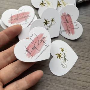 Cartes de remerciement miniatures en forme de cœur avec estampage à chaud doré, personnalisées, pour cadeaux d'entreprise, cartes pour emballage - Product Image 6