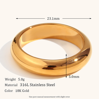 Bague de couple simple et lisse en acier inoxydable plaqué or 18 carats, vente en gros, bijoux de mode personnalisés, très prisés, pour femme