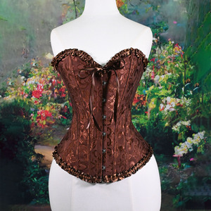 Corsetto floreale Jacquard corsetto superiore corsettiera anteriore/cerniera in vita Bustier Top elegante corsetto basche - Product Image 6