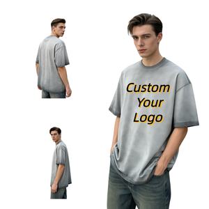 Camiseta TKAN714D al por Mayor, Personalizada, de Verano, para Hombre, Talla Grande, Informal, Holgada, Gruesa, 100% Algodón, Estilo Vintage, Lavada al Ácido - Product Image 1