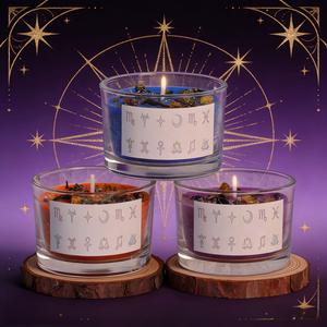 Vela de Meditación Ritual Zodiacal de Cera Mágica con Flores de Hielo, Aromaterapia con Flores Secas y Cristales para el Hogar - Product Image 1