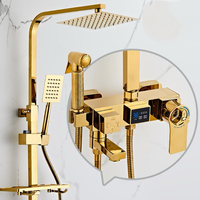 Système de douche thermostatique à double poignée avec affichage numérique, jets de pluie doux, construction en laiton massif pour salle de bain domestique