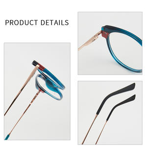Lunettes d'ordinateur à monture ronde Tr90 anti-lumière bleue pour myopie, montures de lunettes en métal bleu, verres en acrylique, Taizhou - Product Image 1