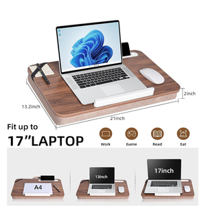 Plateau de bureau portable en bois avec coussin, support pour ordinateur portable pour lit, canapé, travail, écriture, repas et usage en bureau mobile - Product Image 5