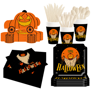 DAMAI Ghost Pumpkin Head and Pumpkin Truck Theme Paper Plates Cups and Napkins for Halloween Supply - Product Image 4