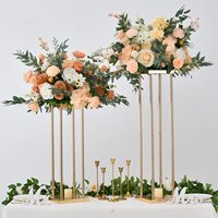 Colonne de décoration de table pour centre de table de mariage, vases dorés, piédestal en fer pour allée, support à fleurs en métal