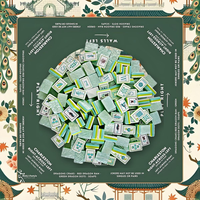 Tapete de Lujo Moderno con Diseño Floral para Mesa de Mahjong, de Goma, Tamaño Estándar Americano, Superficie Impermeable y Silenciosa, Tema Rosa y Azul, para Noches de Juego