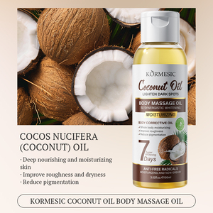 Olio da Massaggio Corpo KORMESIC 100ml Etichetta Privata Personalizzata Schiarente Macchie Scure Anti-Età Idratante con Vitamina C Rosa <span class=keywords><strong>Cocco</strong></span> Curcuma - Product Image 3