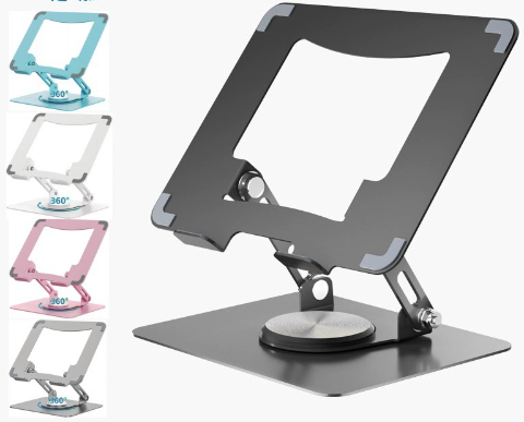 Versatile 360° Rotation Height Adjustable Storage  Desktop Lift Folding Metal Laptop Stand for Tablet Computer Cooling Support
