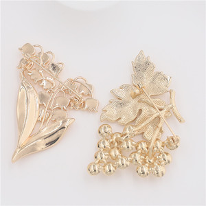 Accessori per gioielli fai da te con intarsi in madreperla e smeraldi: Base per spilla a forma di foglia d'uva e giglio della <span class=keywords><strong>valle</strong></span> - Product Image 4