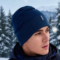 Gorro de Invierno para Hombre Redeting, Color Azul Sólido, 100% Acrílico, Estilo Casual para Exteriores, Talla 56-58CM, Tejido por Computadora