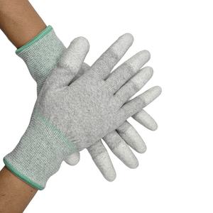Mediano M Tamaño 8 Fibra de carbono Poliéster ESD PU Top Fit Guantes para uso en laboratorio - Product Image 2
