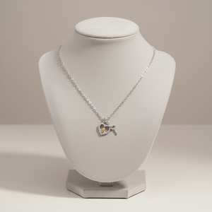 High Quality Wholesale Elegant Heart Lock And Key Design Necklace Jewelry 18K Solid White Gold Natural Diamonds Pendant Necklace - Product Image 5