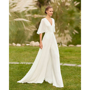 Femmes élégant minceur blanc col en v <span class=keywords><strong>combinaison</strong></span> taille haute Fitness robe <span class=keywords><strong>pantalon</strong></span> pour le travail d'été Super fée <span class=keywords><strong>mariage</strong></span> voyage - Product Image 6