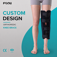 Attelle de genou post-opératoire à trois panneaux personnalisée avec supports en aluminium et sangle réglable, stabilisateur d'articulation pour la récupération des fractures