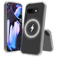 Coque de téléphone de couverture arrière hybride TPU transparente à charge sans fil magnétique forte pour Google Pixel 9a