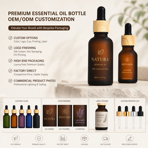Bouteilles cosmétiques en verre sur mesure pour huiles essentielles, 5-100 ml, transparentes, avec compte-gouttes, givrées, estampées à chaud ou sérigraphiées - Product Image 1