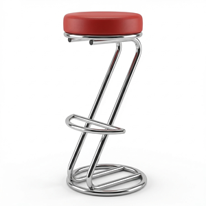 Taburete de <span class=keywords><strong>Bar</strong></span> Moderno en Forma de Z, de Acero Cromado, con Asiento Acolchado de Cuero PU de 12 cm de Grosor, para Hogar, <span class=keywords><strong>Bar</strong></span>, Cocina y Uso en Exteriores - Product Image 6