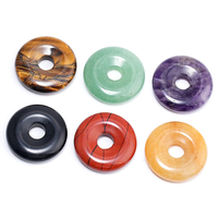 Pendentif Donut en Jade Naturel de 25 mm en Gros, Perles Donut en Pierre Précieuse de Jade Circulaire pour Bricolage, Breloques Pendentifs Donut Circulaires pour Collier