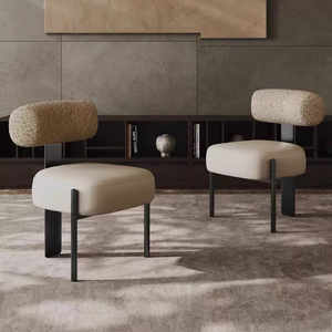 Modern High-End <strong>Dining</strong> <strong>Chair</strong> French <strong>Cream</strong> Style Lamb's Wool Fabric Simple Home Design Designer Light Luxury High Backrest <strong>Chair</strong> - Product Image 5