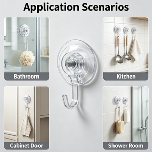 Gancio a ventosa in <span class=keywords><strong>PVC</strong></span> trasparente e silicone con dado a vite, appendiabiti rotondo da parete per vetro, bagno, cucina, porta, <span class=keywords><strong>armadio</strong></span>, doccia - Product Image 4
