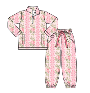Précommande 10 quantité minimale de commande Bébé Filles Manches Longues Fleur Poche Fermeture Éclair Top Jogger Pantalon En Gros Boutique Bas Prix Yoga Active Vêtements Ensemble - Product Image 2