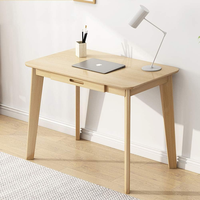 Bureau d'ordinateur minimaliste nordique, plateau en MDF, pieds en bois massif avec tiroir compact intégré, poste de travail à domicile