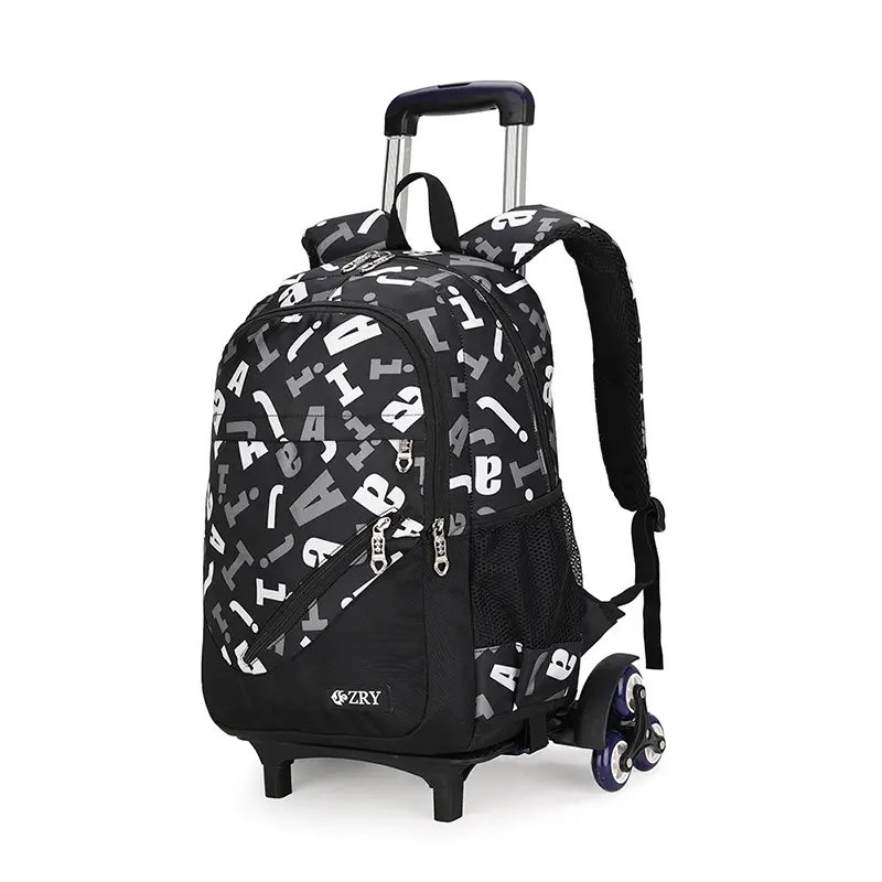 Newly quality kids promotional school backpack with wheel for boys