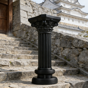 Jardinière en résine noire style colonne corinthienne, détails peints à la main, pour dropshipping. Aménagement paysager avec escaliers en pierre de style château <span class=keywords><strong>japonais</strong></span> - Product Image 1