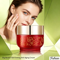 Crème Visage Raffermissante Anti-Âge à l'Extrait de Thé Noir, Ectoïne, Vitamine E, Gomme Xanthane – Anti-Rides, Atténue les Ridules, Hydrate les Peaux Sèches, Rugueuses et Ternes