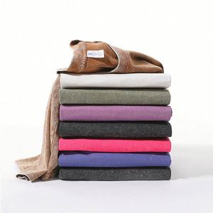 290 GSM 100% Cotton T Shirts Oversized Heavyweight Vintage T-Shirt Washed Black 100% Cotton Streetwear Shirt - Product Image 2