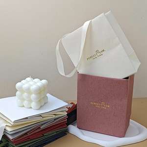Sacs cadeaux en carton blanc avec poignée en ruban de luxe personnalisés, emballage en papier imprimé pour bougies et artisanat, votre propre logo inclus - Product Image 2