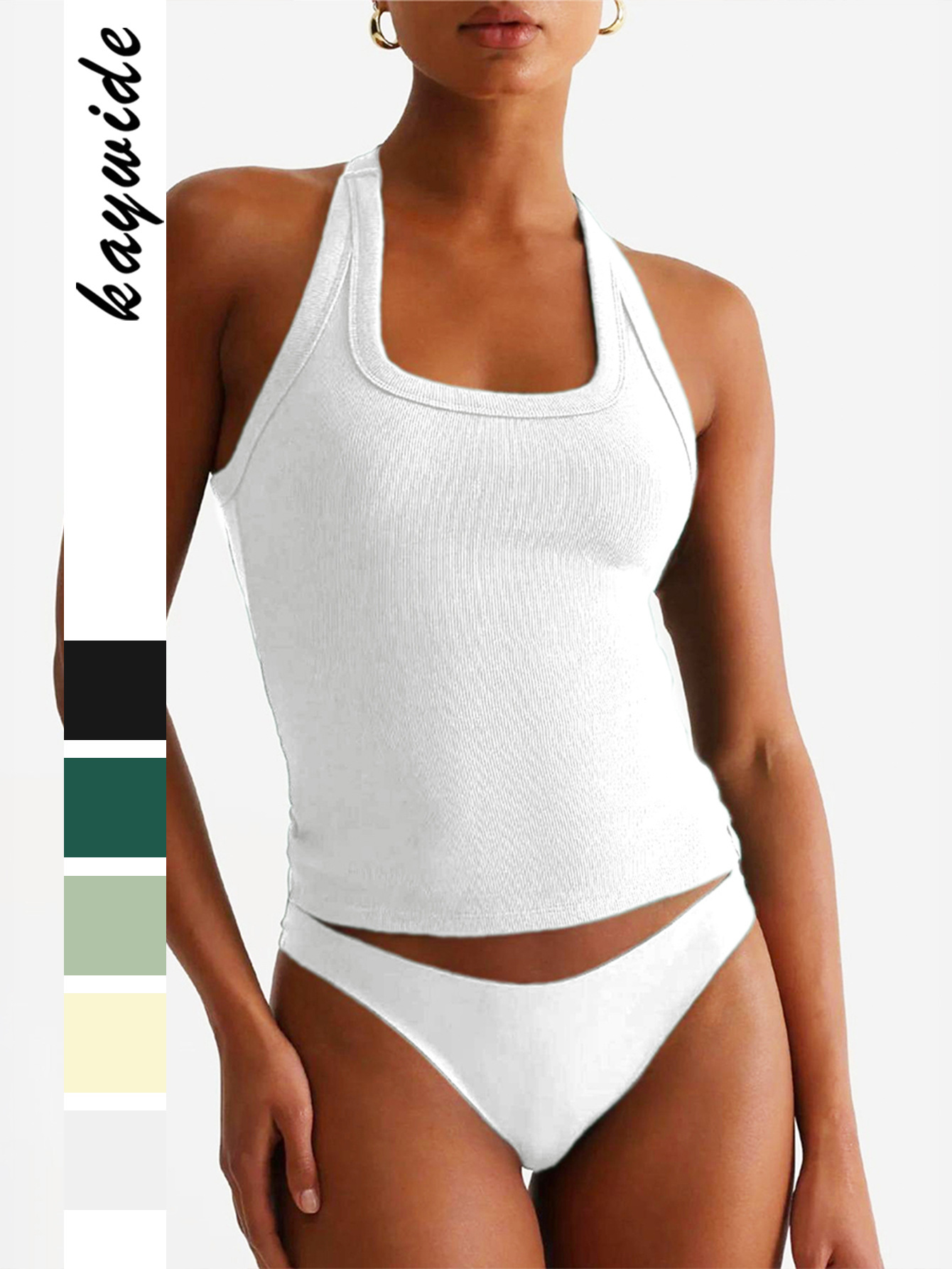 European and American Y2K Casual Yoga Square Collar Breathable Knitted Necked Slingback Tank Top Women's Shirt T-shirt