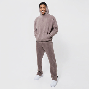 Conjunto de Top Corto y Pantalones Jogger con Lavado Ácido, Estilo Vintage, Sudadera de Punto con Aspecto Desgastado, Trajes Deportivos - Product Image 1